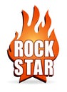 Rock star blazing musical emblem, fire sign for your design