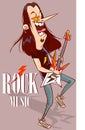 Rock Star With Electric Guitar illustration