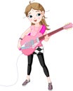 Rock star girl playing guitar Royalty Free Stock Photo