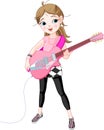 Rock star girl playing guitar