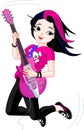 Rock star girl playing guitar