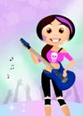 rock star girl playing guitar Royalty Free Stock Photo