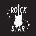 Rock star grunge emblem with guitar