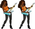 Rock star guitarist African American girl Royalty Free Stock Photo