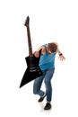 Rock star holding an electric guitar Royalty Free Stock Photo