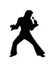 Rock star with microphone silhouette illustration