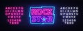 Rock Star Neon Sign Vector Illustration. Design template neon signboard on Rock Music, Light banner, Bright Night