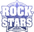 Rock stars blue rubber stamp grunge design.