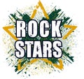 Rock stars very bright grunge design for emblem, logo or poster