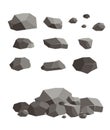 Rock stone block blank broken cement cobblestone vector illustration. Geology granite lava material natural sandstone