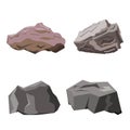 Rock stone cartoon vector in isometric 3d flat variety style. Set of different boulders and color shades