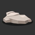 Rock stone is gray on a black background. Vector illustration.