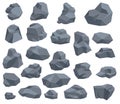 Rock stone set cartoon. Royalty Free Stock Photo