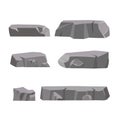 Rock stone set cartoon. Stones and rocks in isometric 3d flat style. Set of different boulders Royalty Free Stock Photo
