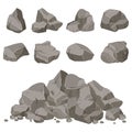 Rock stone set cartoon. Royalty Free Stock Photo