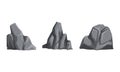 Rock Stones Collection, Gray Mountain Boulders, Natural Building Material, Landscape Design Cartoon Vector Illustration