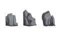 Rock Stones of Different Shapes Collection, Gray Boulders, Natural Building Material, Landscape Design Cartoon Vector