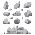 Rock stones. Graphite stone, coal and rocks pile isolated vector illustration Royalty Free Stock Photo