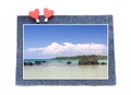 Rock Strange on Clear Sky at Koh Kham Beach with blue jeans concept Royalty Free Stock Photo