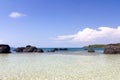 Rock Strange on Clear Sky at Koh Kham Beach Royalty Free Stock Photo