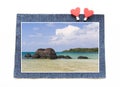 Rock Strange at Koh Kham Beach on blue jeans concept Royalty Free Stock Photo