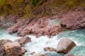 Rock in stream flow of mountains river fall season Royalty Free Stock Photo