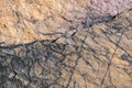 Rock surface detail with crosshatch crack lines