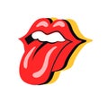 Rock Symbol Mouth with Tongue Vector Illustration