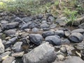 rock texture of a small river when the water recedes in a village in Indonesia 3