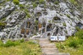 The rock tombs, called necropoleis, are spread over a wide area on the mountain`s slope. Burdur-Turkey Royalty Free Stock Photo