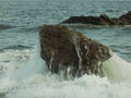 Rock under the ocean and water. Royalty Free Stock Photo