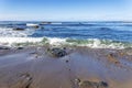 Rock and unusual geological formations at low tide