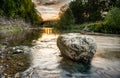 Rock in Vanhankaupunginkoski river, Helsinki, Finland Royalty Free Stock Photo