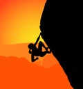 Rock wall climber, outdoor Rock Climber Girl. Illustration