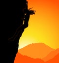 Rock wall climber, outdoor Rock Climber Girl. Illustration