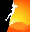 Rock wall climber, outdoor Rock Climber Girl. Illustration