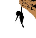 Rock wall climber, outdoor Rock Climber Girl. Illustration