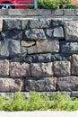 Grey Rock Fall and Some Grass in Helsinki, Finland