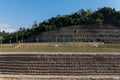 Rock wall protects mountain landslide Royalty Free Stock Photo