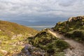 Rock wall, vegetation and stream at Croagh Patrick mountain Royalty Free Stock Photo