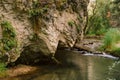 Rock walls along the Calomarde river Royalty Free Stock Photo