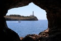 Rock window with lighthouse - Porto Colom Mallorca Balearic Islands Spain