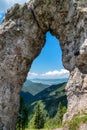 Rock window in Tatras mountains at Slovakia Royalty Free Stock Photo