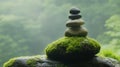 Rock Zen Stack in Balance. Zen stone stack against a backdrop of the outdoors. Royalty Free Stock Photo