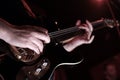 Rockabilly guitar at concert - rock`n`roll Royalty Free Stock Photo