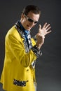 Rockabilly singer from 1950s in yellow jacket