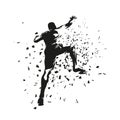 Rockclimbing, climber, isolated vector silhouette with distortion effect Royalty Free Stock Photo