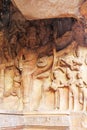 Rockcut Sculpture of Vishnu as Vamana-trivikrama in Cave 3 Badami Cave Temples, Badami, Bagalkot, Karnataka, India