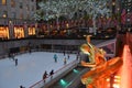 Rockefeller Center Ice skaters and tourists, NYC Royalty Free Stock Photo