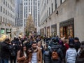 Crowd of people in Rockefeller Center at Christmas